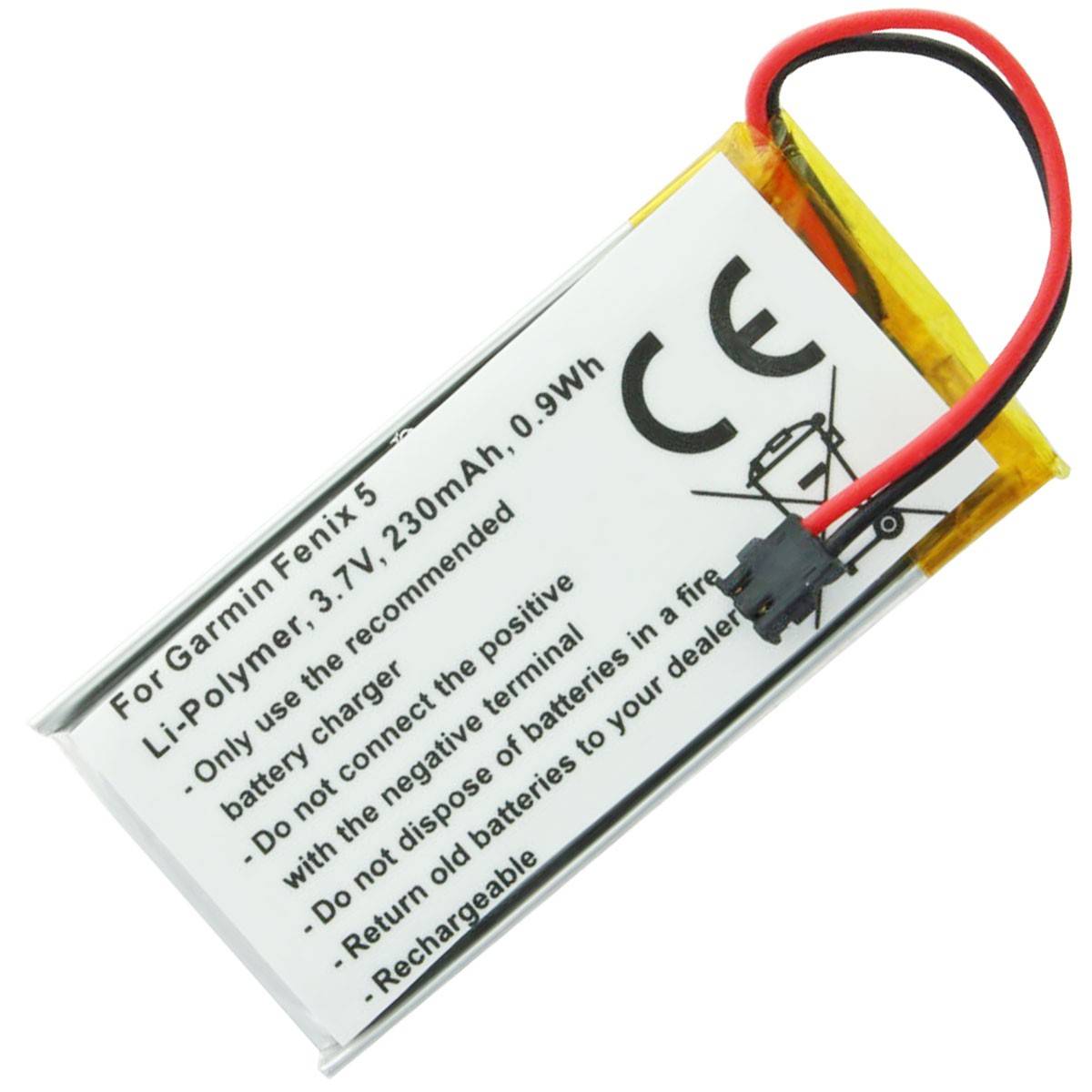 Batterie pour Garmin Fenix 5, Li-Polymer, 3.7V, 230mAh, 0.9Wh-1