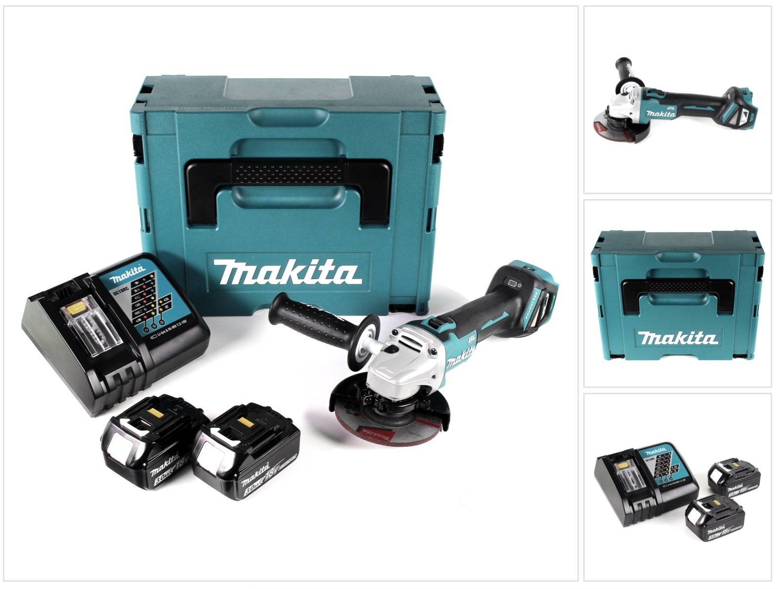 Meuleuse d'angle 18V LXT diam125 mm -2x3,0 Ah- en MAKPAC - MAKITA DGA511RFJ-0
