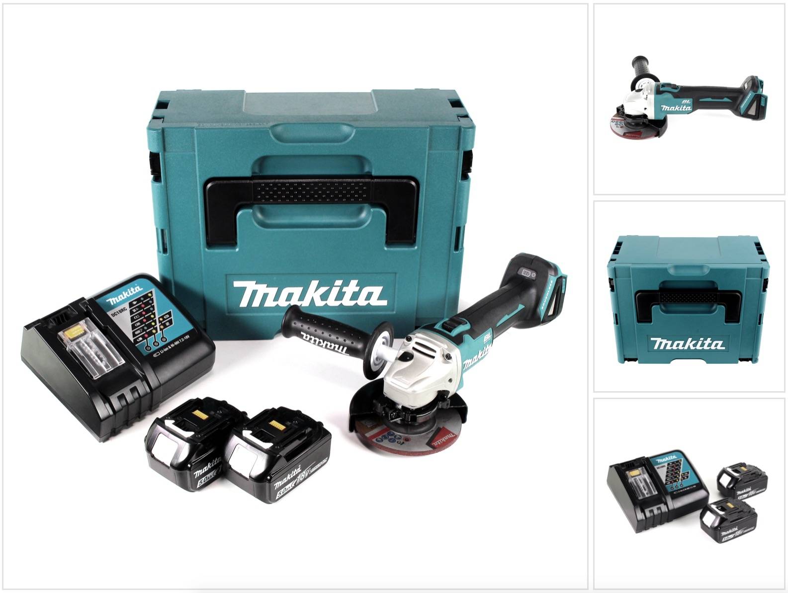 Meuleuse d'angle 18V LXT diam125 mm -2x5,0 Ah- en MAKPAC - MAKITA DGA504RTJ-0