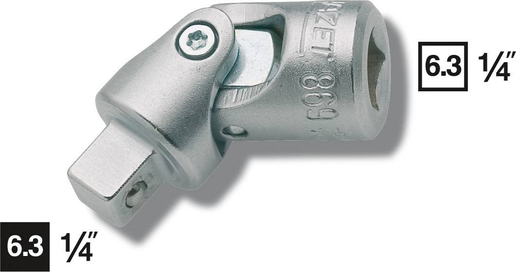 Adaptateur à joint universel en acier avec un raccord de douille de 1/4 pouce (6,3 mm), adapté pour connecter des composants d'outils.
