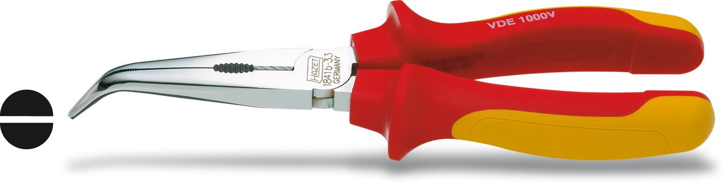 Pince coupante VDE rouge et jaune isolée, à tête coudée, adaptée aux travaux électriques jusqu'à 1000V.