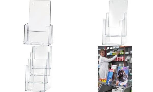 Helit the helpdesk H2352002 Porte-brochures transparent 1/3 DIN A4 vertical Nombre de compartiments 4 1 pc(s) (l x H x P-2
