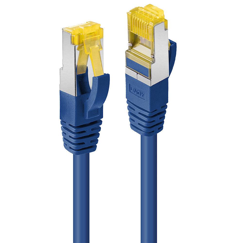 LINDY 47284 RJ45 Câble réseau, câble patch CAT 6a (câble brut CAT 7) S/FTP 15.00 m bleu avec cliquet d'encastrement 1 pc-1