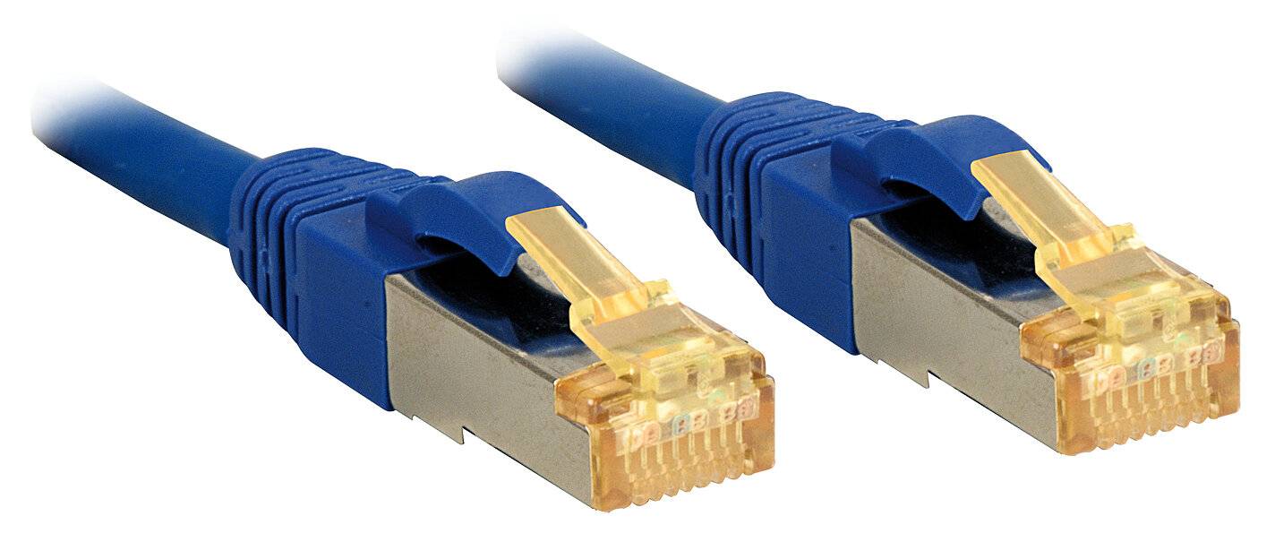 LINDY 47284 RJ45 Câble réseau, câble patch CAT 6a (câble brut CAT 7) S/FTP 15.00 m bleu avec cliquet d'encastrement 1 pc-2