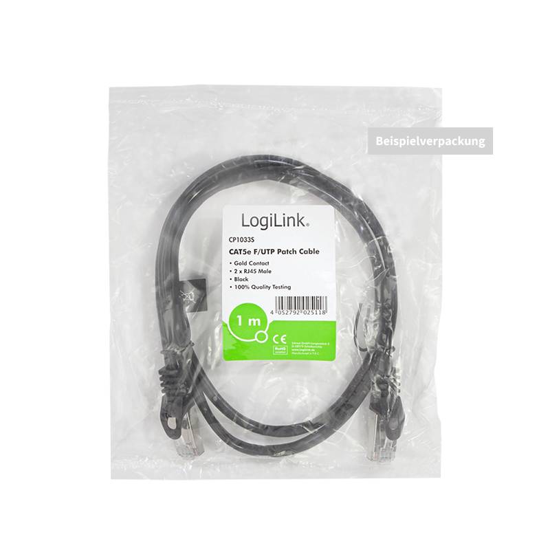 LogiLink CP1053S RJ45 Câble réseau, câble patch CAT 5e F/UTP 2.00 m noir avec cliquet d'encastrement 1 pc(s)-2
