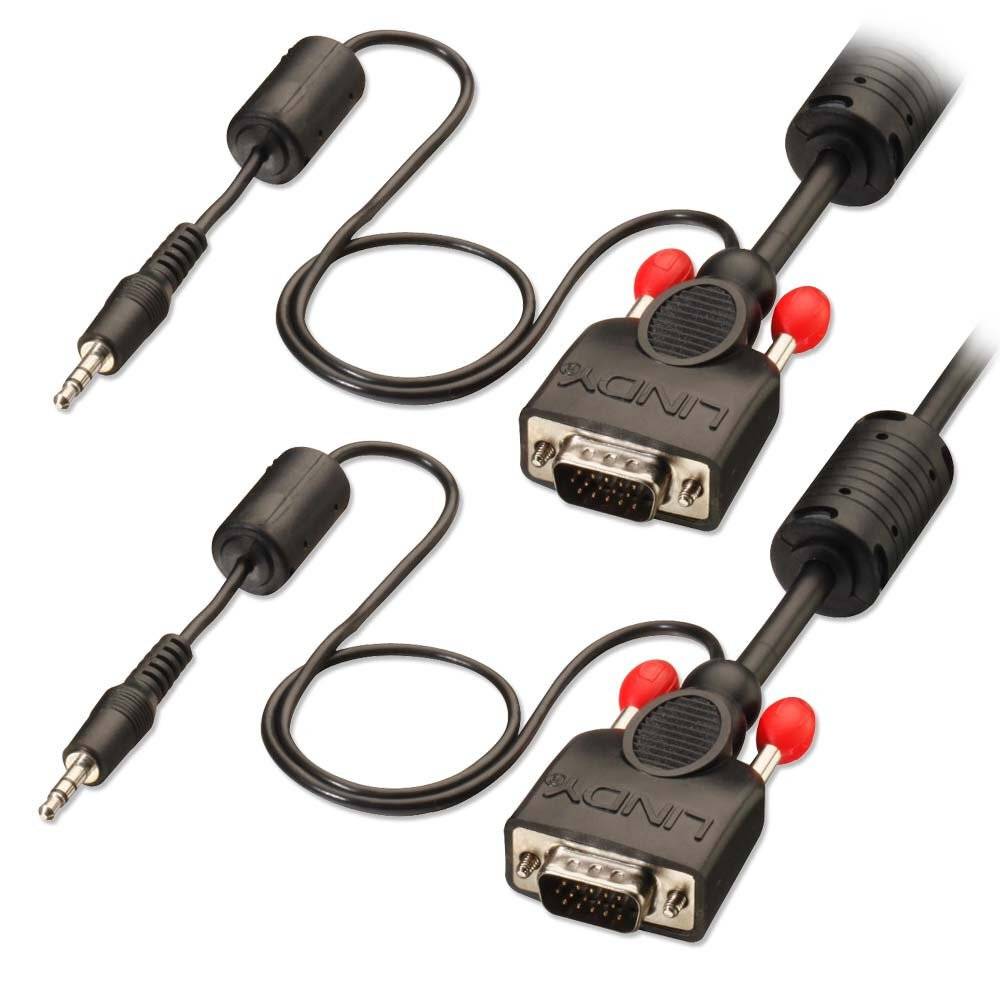 LINDY VGA / Jack Câble de raccordement Fiche mâle VGA 15 pôles, Fiche mâle VGA 15 pôles 1.00 m noir 37298 Câble VGA-2