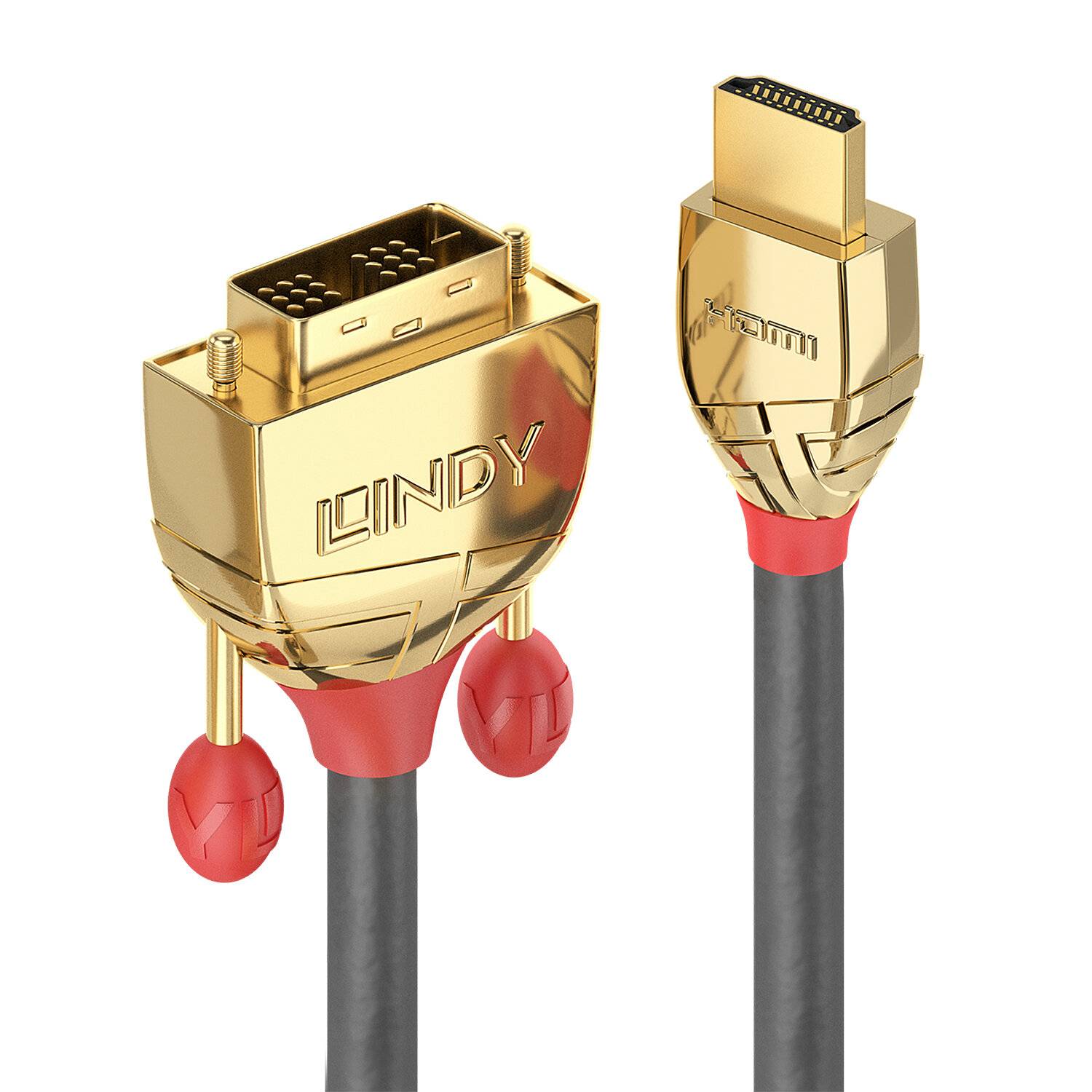 Câble adaptateur LINDY HDMI / DVI Fiche mâle HDMI-A, Fiche mâle DVI-D 18+1 pôles 3.00 m gris 36196 Câble HDMI-2