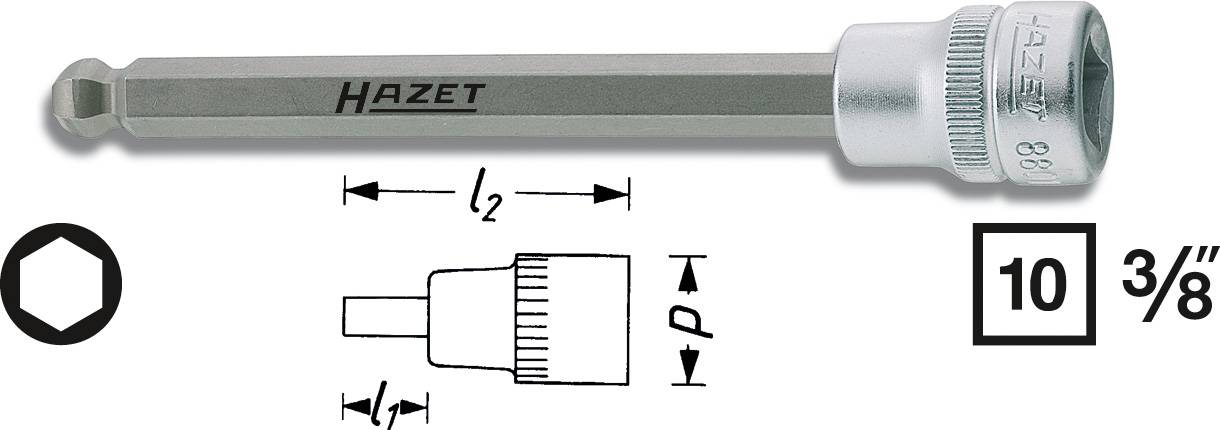 Douille-embout 6 pans intérieurs 6 mm Longueur: 52 mm Stahlwille 02050006  Propulseur: 3/8 (10 mm) 1 pc(s)