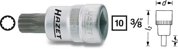 Douille-embout denture multiple (XZN) 10 mm Longueur: 42 mm Hazet 8808-10 Propulseur: 3/8" (10 mm) 1 pc(s)