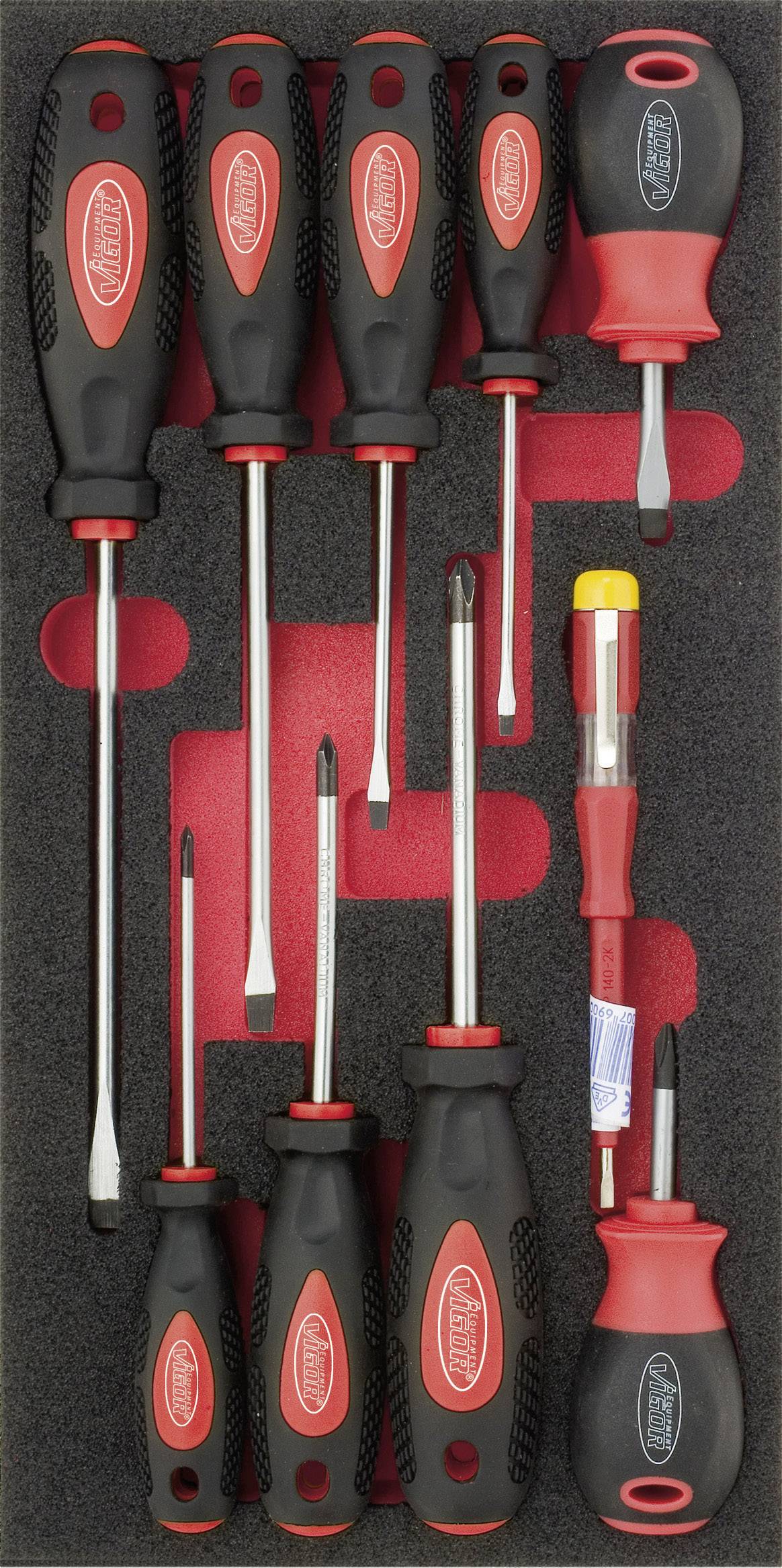 Vigor pour l'atelier Jeu de tournevis 10 pièces vis à fente, cruciforme Phillips