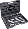 Vigor Jeu de clés à douille métrique 1/2" (12.5 mm) 25 pièces V2460