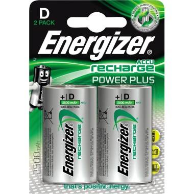 Batterie Energizer NiMH, Mono, D, HR20, 1,2 V/2 500 mAh Power Plus, préchargée, blister (lot de 2)-0