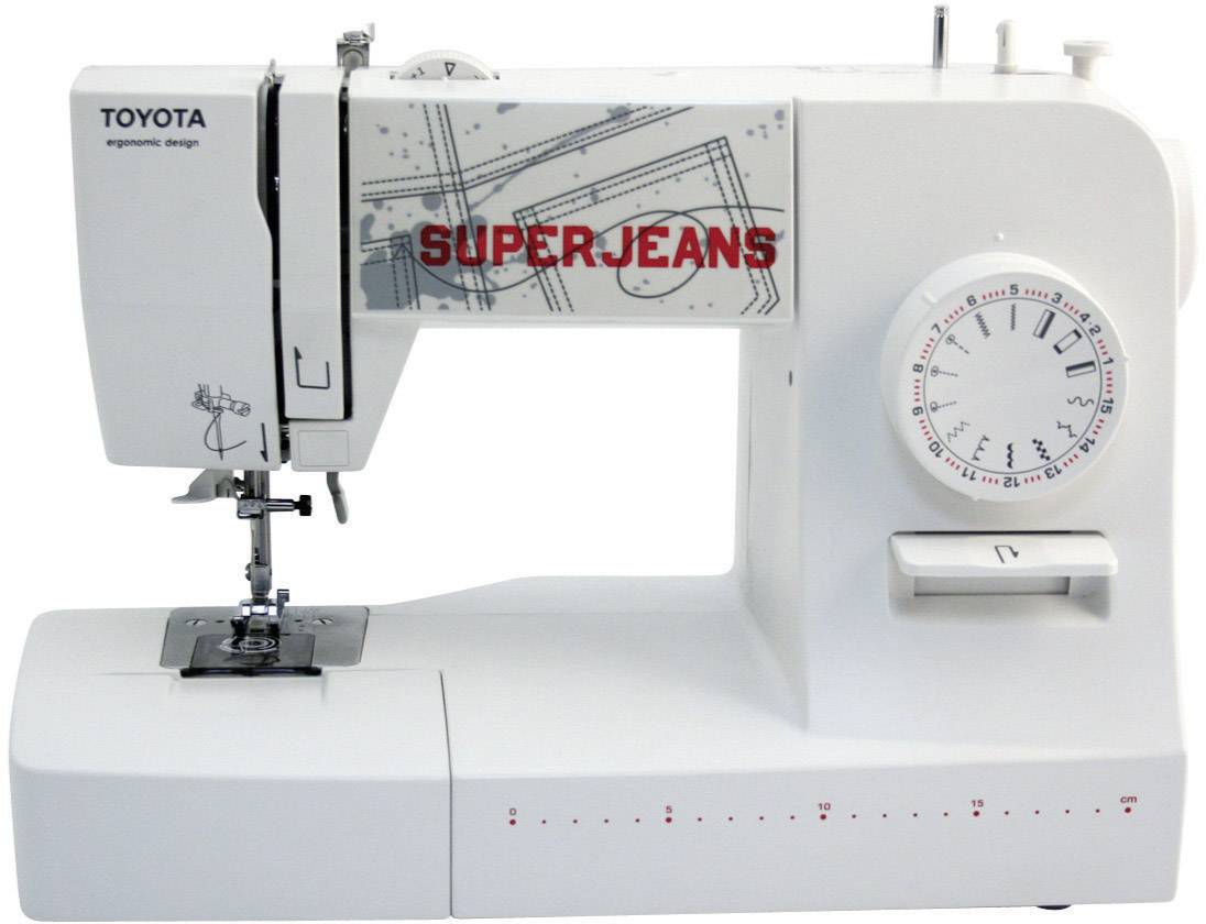 Machine à coudre bras libre pour jeans Toyota Nähmaschinen SUPERJ15WE fonction cuir blanc sur le