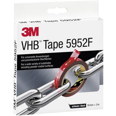 Emballage d'un ruban adhésif 3M VHB 5952F. Présente un ruban adhésif puissant, rouleau rouge mis en évidence. Pour des applications sur diverses surfaces.