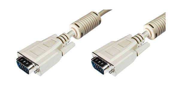 Câble de raccordement Digitus VGA Fiche mâle VGA 15 pôles, Fiche mâle VGA 15 pôles 15.00 m beige DK-310103-150-E avec no-1