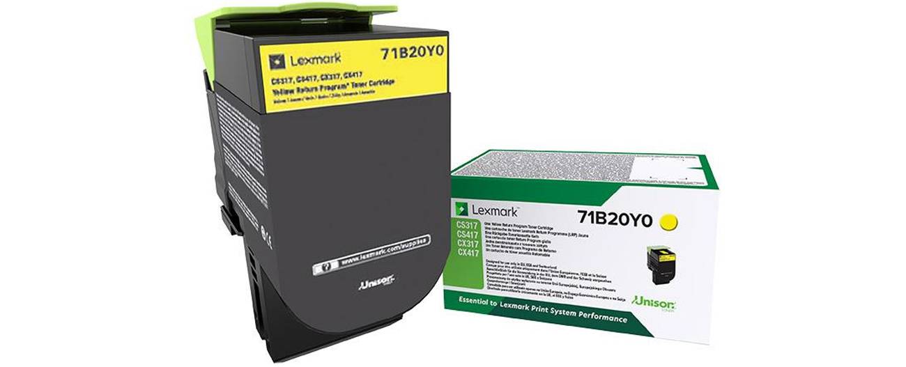 Lexmark Retour de toner CS317 CS417 CS517 CX317 CX417 CX517 d'origine jaune 2300 pages 71B20Y0-1