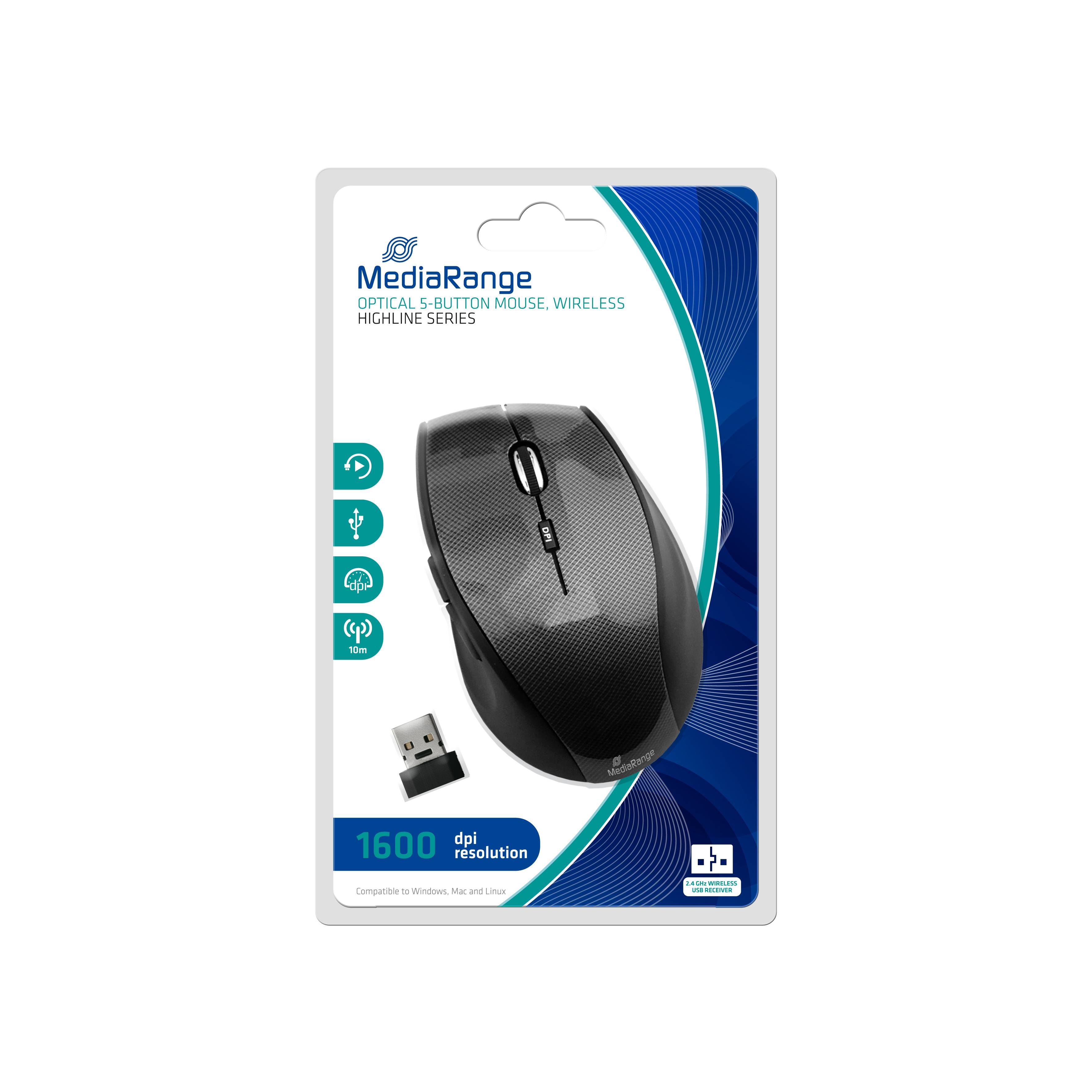 MediaRange Kit clavier + souris + pavé numérique sans fil optique noir 5 Boutons 1600 dpi-1