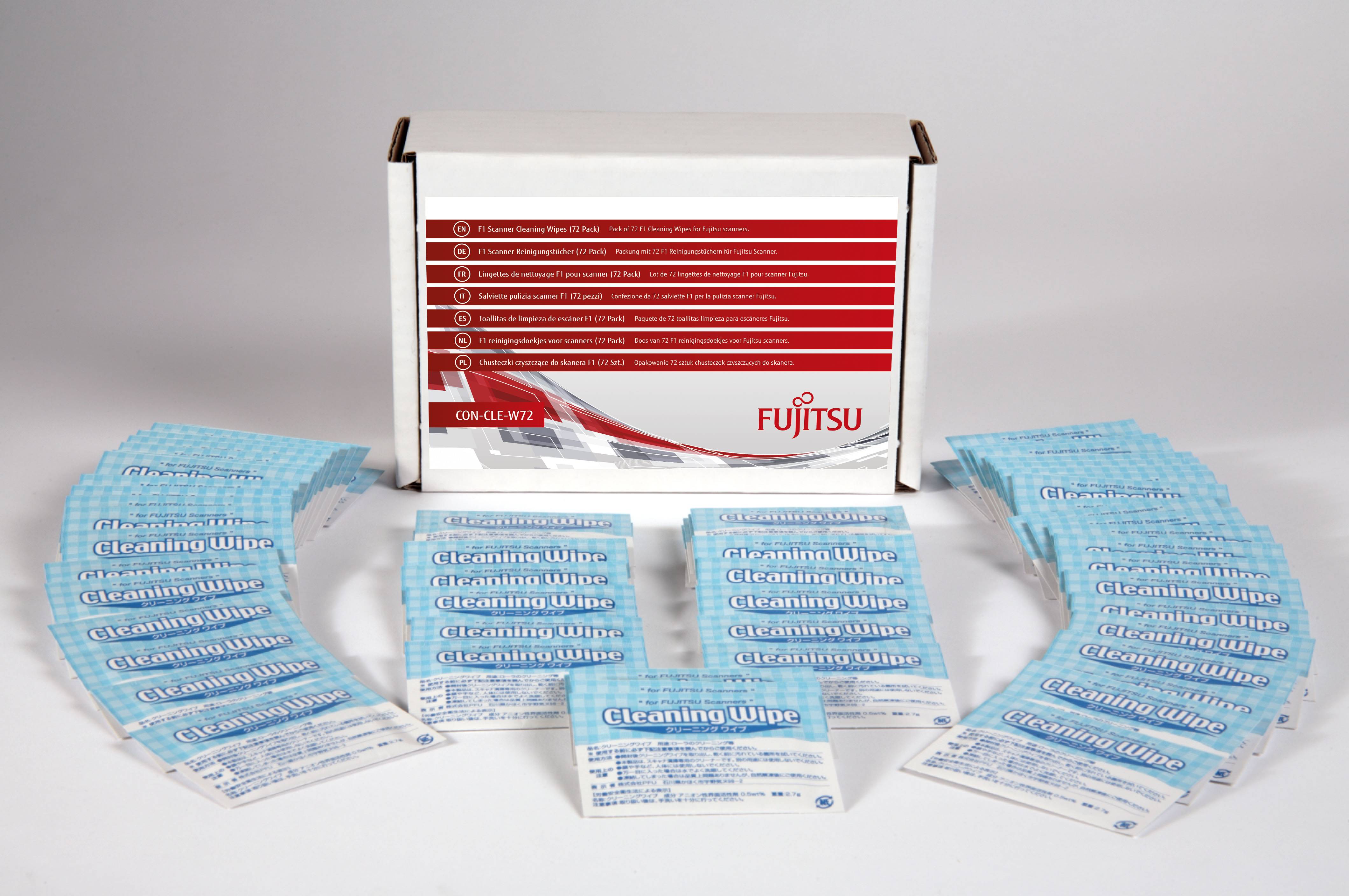 FUJITSU Lot de 72 lingettes de nettoyage pour scanner SP30-1