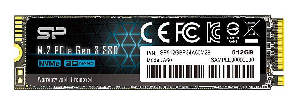 SILICON POWER SSD P34A60 512Go M.2 PCIe Gen3 x4 NVMe 2200/1600 Mo/s-1