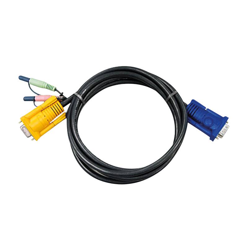 ATEN KVM Câble de raccordement [1x VGA mâle, Jack mâle 3.5 mm - 1x VGA femelle, Jack mâle 3.5 mm] 3.00 m noir-2