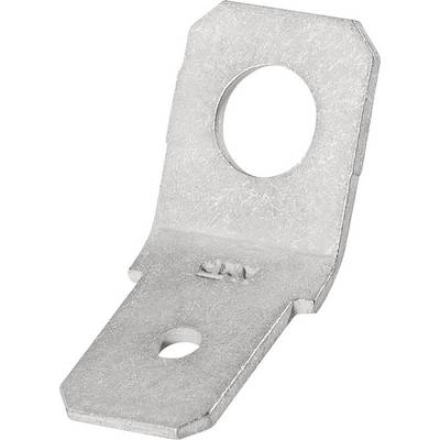 Un équerre métallique en L avec deux trous, utilisée pour la fixation dans des projets de construction ou de bricolage.