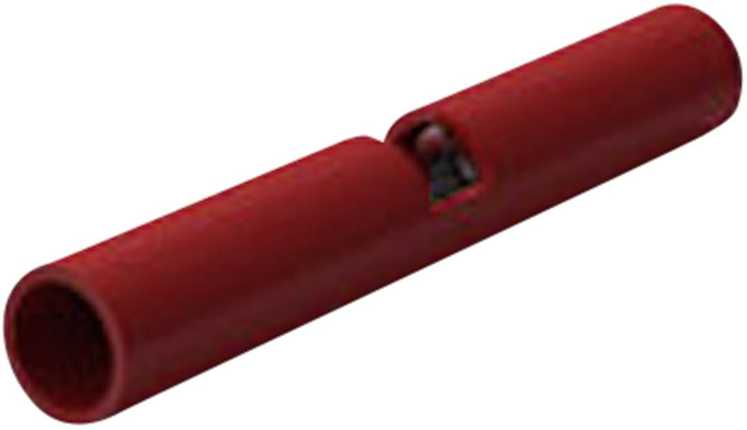 Cylindre rouge avec une encoche sur le côté et une boule à l'intérieur ; probablement un composant mécanique ou un outil.