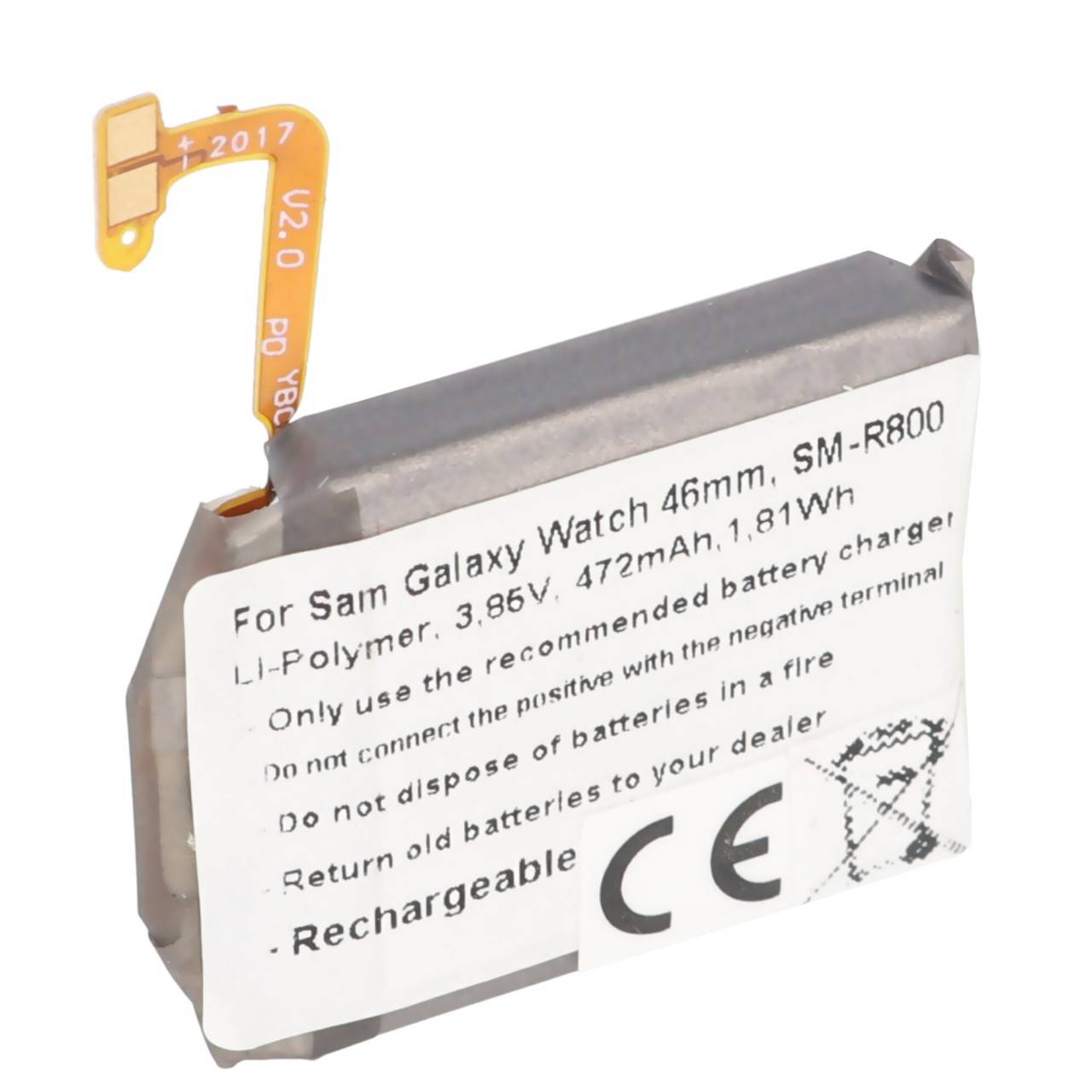 Batterie adaptéee pour Samsung Galaxy Watch 46 mm, SM-R800, Li-Polymère, 3,85 V, 472 mAh, 1,8 Wh, intégrée, sans outils-0