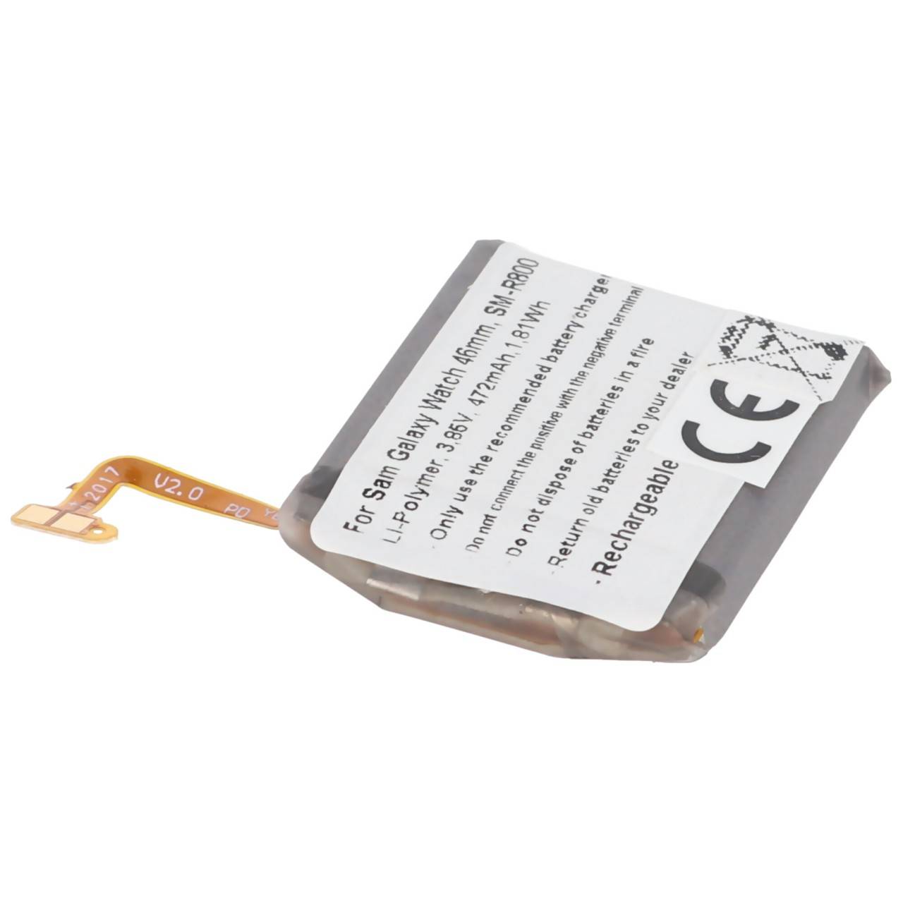 Batterie adaptéee pour Samsung Galaxy Watch 46 mm, SM-R800, Li-Polymère, 3,85 V, 472 mAh, 1,8 Wh, intégrée, sans outils-3