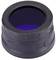 Un adaptateur cylindrique noir avec un filtre bleu au milieu, probablement destiné à des appareils optiques ou des objectifs de caméra.