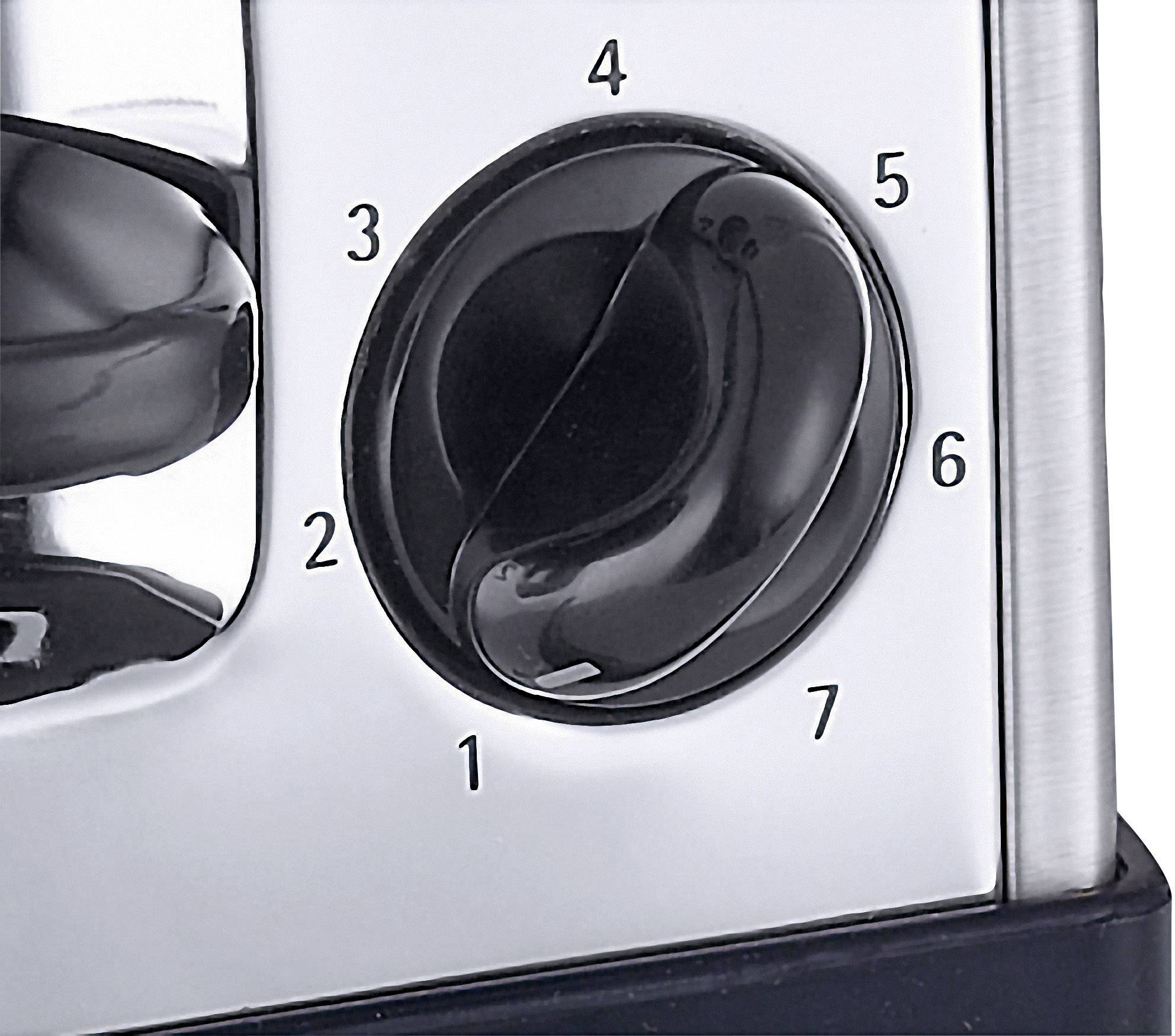 Bouton rotatif avec les chiffres 1 à 7 sur un appareil argenté, probablement utilisé pour régler la température ou le temps.