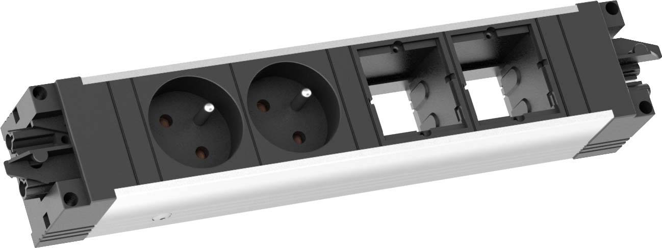 Bachmann 906.009 Bloc multiprise sans interrupteur noir, gris contact de protection-0