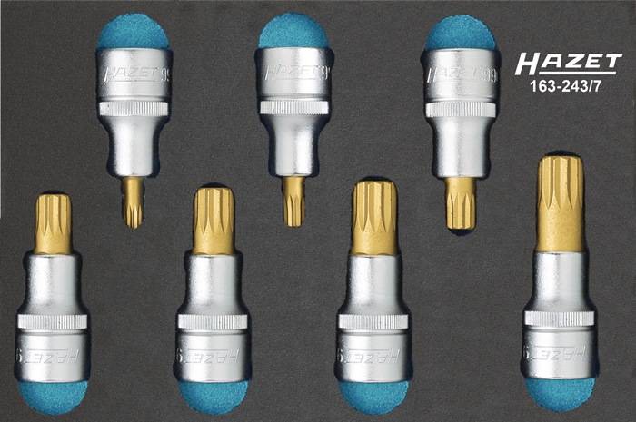 Jeu de douilles-embouts 7 pièces Hazet 163-243/7 Propulseur: 1/2" (12.5 mm) Sortie: denture multiple (XZN) 1 set