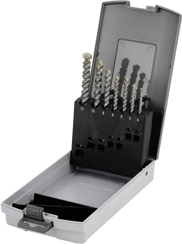 Cimco  201380 carbure de tungstène Jeu de forets pour marteau-perforateur  7 pièces 4 mm, 5 mm, 6 mm, 6 mm, 8 mm, 10 mm, 12 mm  tige cylindrique 1 set