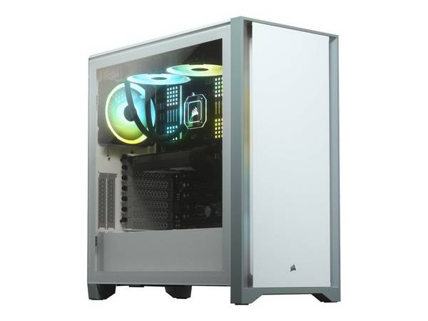 Corsair 4000D, Midi Tower, PC, Blanc, ATX, EATX, micro ATX, Mini-ITX, Plastique, Acier, Verre trempé, 17 cm