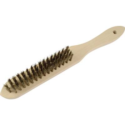 Une brosse à main en bois avec des poils denses, utilisée pour nettoyer ou entretenir des vêtements et des surfaces.