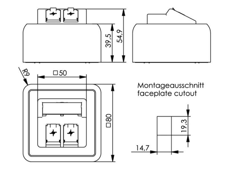 TELEGÄRTNER Module pour boîtier blanc, 2 prises-5