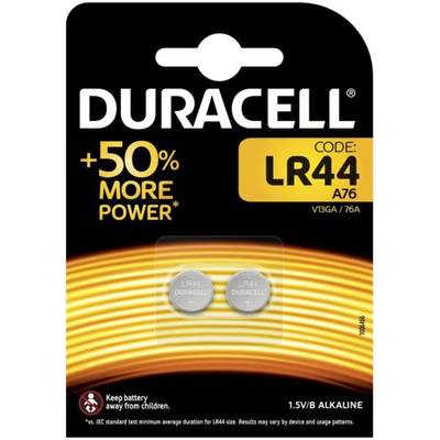 Pile bouton LR 44 alcaline(s) Duracell 105 mAh 1.5 V 2 pc(s)