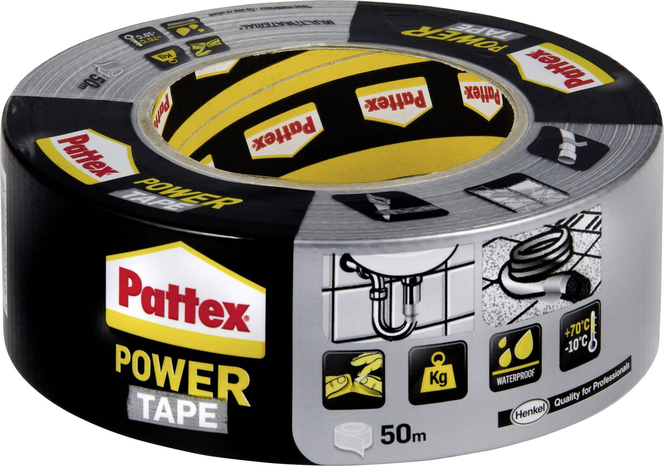 Ruban adhésif toilé Pattex Power Tape Pattex PT5SW argent (L x l