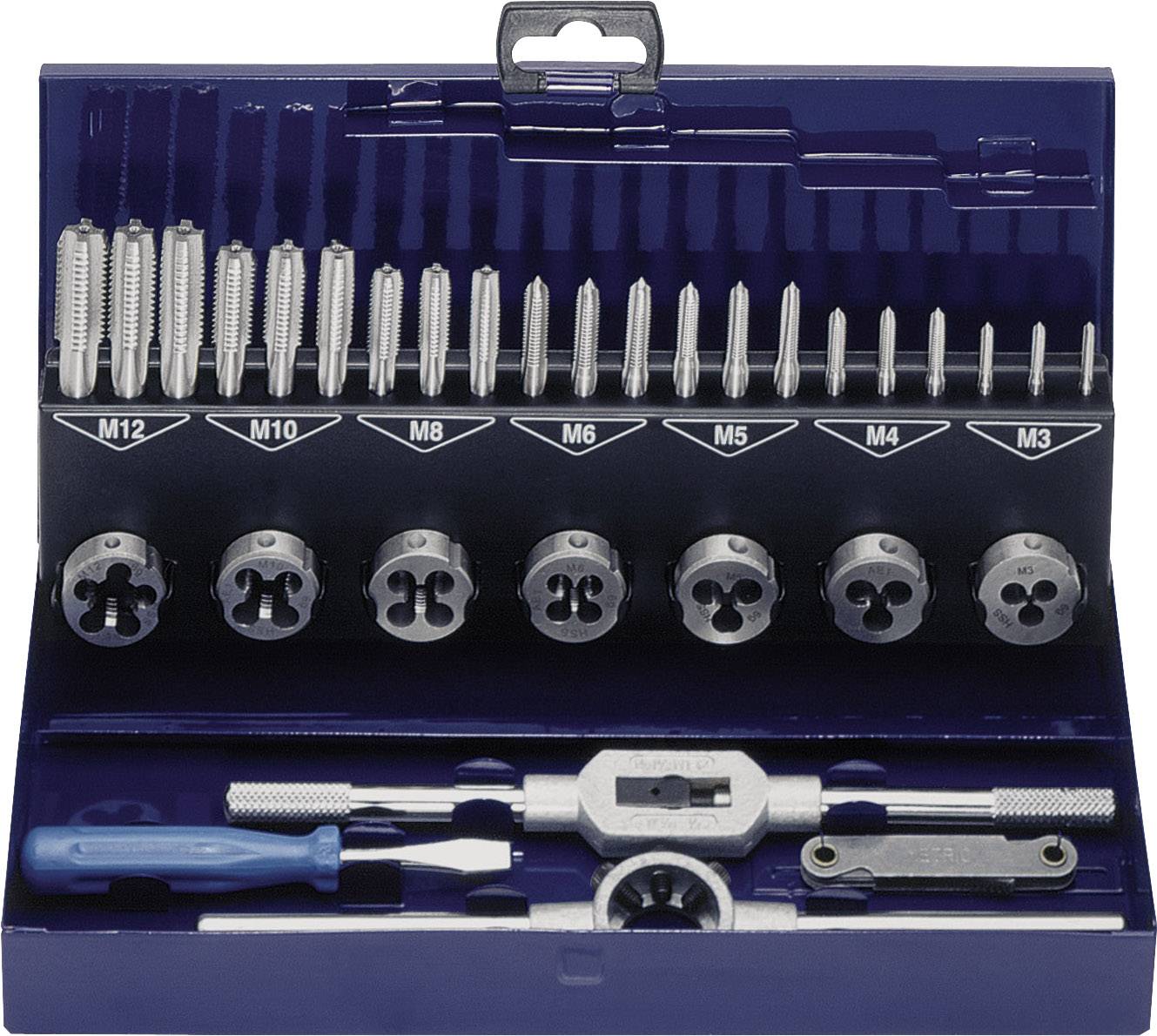 Tarauds et Filières en Alliage d'acier 32 pièces - Filetage métrique -  Outils de coupe - Kit de filetage avec étui de rangement