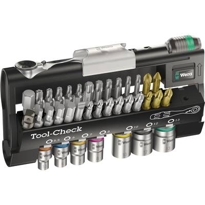 Ensemble d'outils Wera, comprenant des embouts, des douilles et une clé à cliquet dans un support compact, adapté aux réparations.