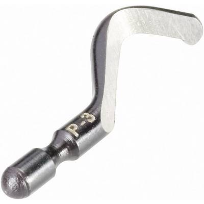 Embout de meulage pour un outil de chanfreinage, en métal, de forme incurvée, traite les bords des pièces pour obtenir des surfaces lisses.