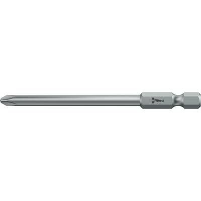 Un embout de tournevis en argent avec tige hexagonale et pointe cruciforme.