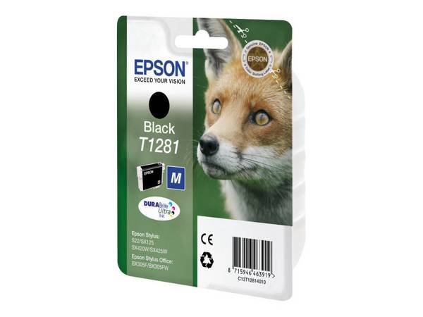 Epson Fox Singlepack Black T1281 DURABrite Ultra Ink, Noir, Encre à pigments, 5,9 ml, 1 pièce(s), 185 pages