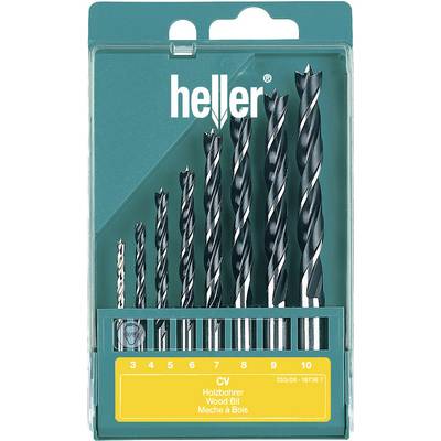 Heller 205241 Jeu de forets pour le bois 8 pièces 3 mm, 4 mm, 5 mm, 6 mm, 7 mm, 8 mm, 9 mm, 10 mm  tige cylindrique 1 se