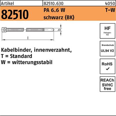 HellermannTyton 111-01960 T18R-W-BK-C1 Serre-câble 100 mm 2.50 mm noir résistant aux intempéries 100 pc(s)