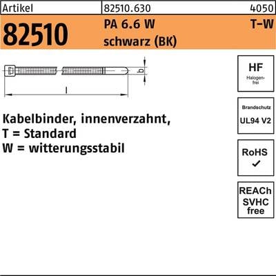 HellermannTyton 111-03260 T30R-W-BK-C1 Serre-câble 150 mm 3.50 mm noir résistant aux intempéries 100 pc(s)