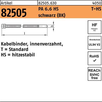 HellermannTyton 111-01950 T18R-HS-BK-C1 Serre-câble 100 mm 2.50 mm noir résistant aux intempéries 100 pc(s)