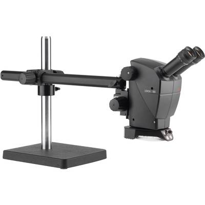Un microscope stéréoscopique à double oculaire et bras réglable, monté sur un socle stable. Idéal pour des travaux de laboratoire précis.