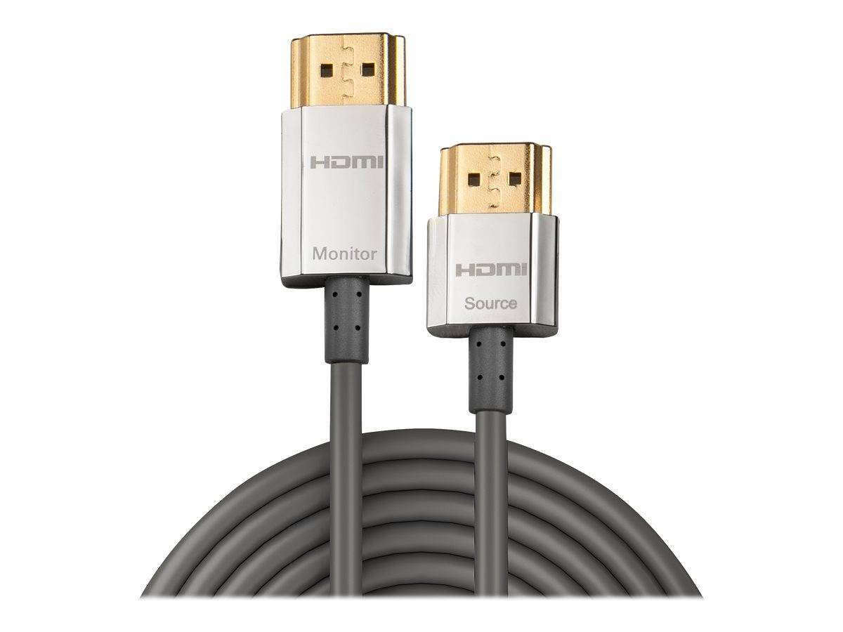 LINDY HDMI Câble de raccordement Fiche mâle HDMI-A, Fiche mâle HDMI-A 3.00 m gris 41675 conducteur OFC, rond, 4K UHD, bl-3