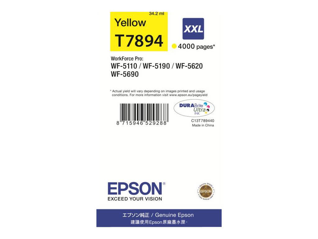 Epson Encre T7894 XXL d'origine jaune C13T789440-1